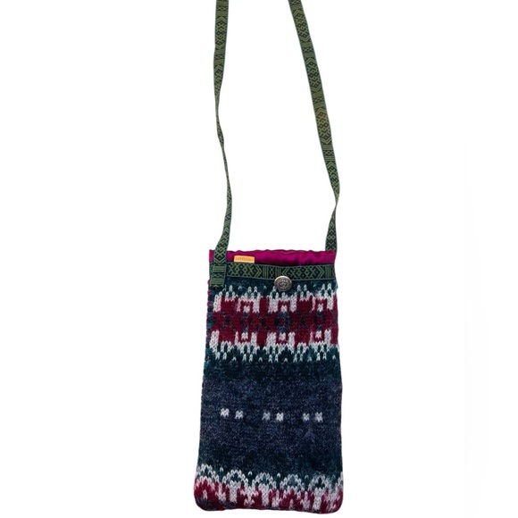 Steller Handcrafted Goods Handbags - Steller Handcrafted Goods Nordic Sweater Crossbody Purse Green/Gray/Burgundy